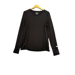 Terramar‎ Womens Top Sz XL Black Long Slv Crewneck Base Layer Thumbhole Outdoors